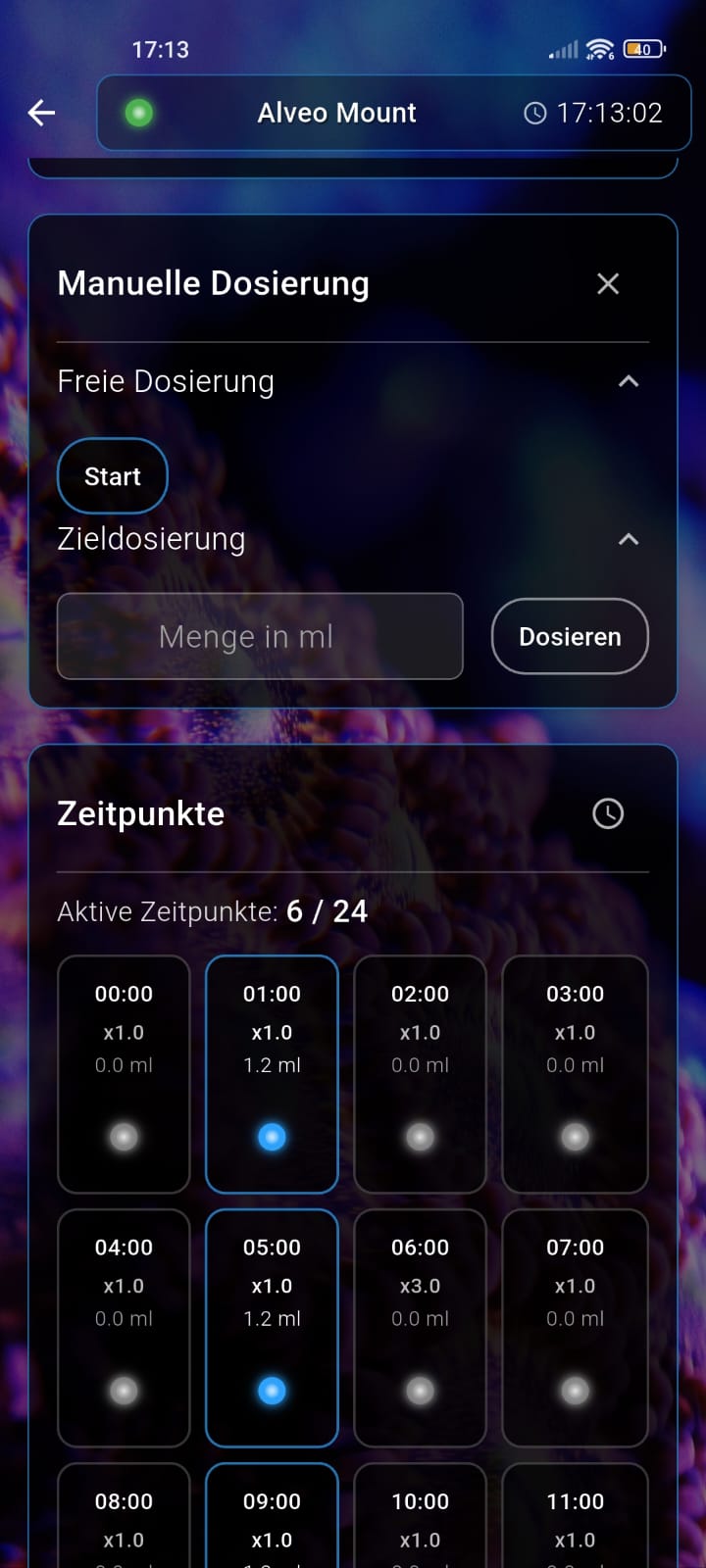 Schedule of a dosing pump
